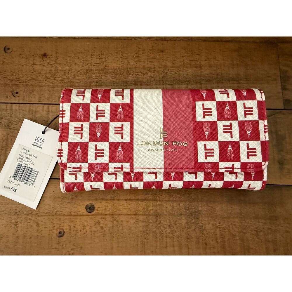London Fog Wallet Women's Lara Signature Flap Checkered Faux Leather New